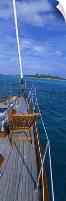 Chair on a boat deck, Exumas, Bahamas