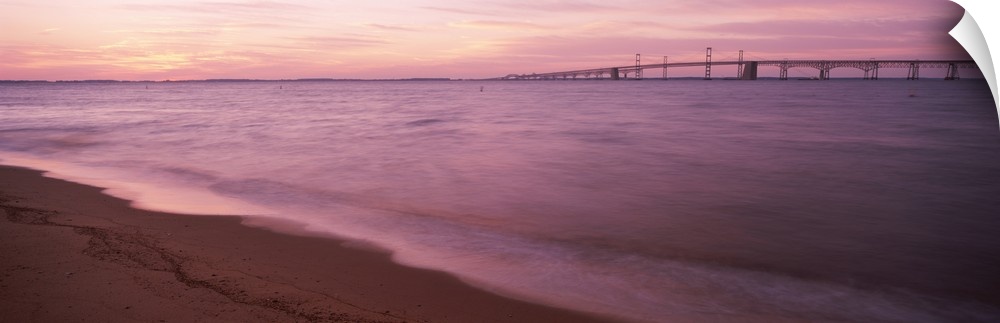 Chesapeake Bay w\Chesapeake Bay Bridge morning glow fr Sandy Point MD