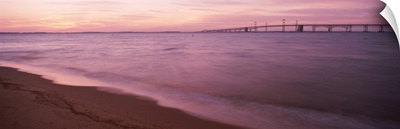 Chesapeake Bay w\Chesapeake Bay Bridge morning glow fr Sandy Point MD