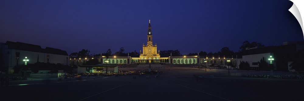Church lit up at night, Our Lady Of Fatima, Fatima, Portugal