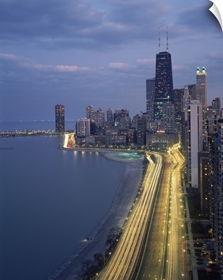 City at the waterfront, Lake Michigan, Chicago, Cook County, Illinois,