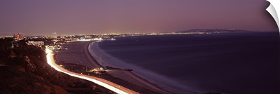 City lit up at night, Highway 101, Santa Monica, Los Angeles County, California