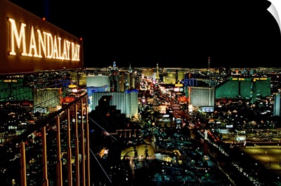 City lit up at night, Mandalay Bay Resort And Casino, The Strip, Las Vegas, Nevada