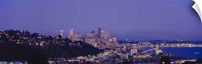 City skyline at dusk, Seattle, King County, Washington State