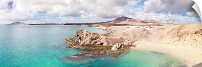 Cliffs on the beach, Papagayo Beach, Lanzarote, Canary Islands, Spain