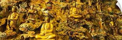 Close-up of golden statues, Longhua Temple, Shanghai, China