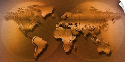 Close-up of map of world