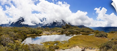 Clouds over mountains, Key Summit, Fiordland National Park, South Island, New Zealand