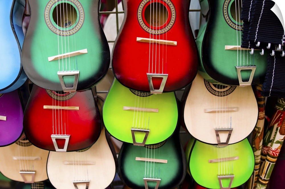 Colorful guitars at a market stall, Olvera Street, Los Angeles, California