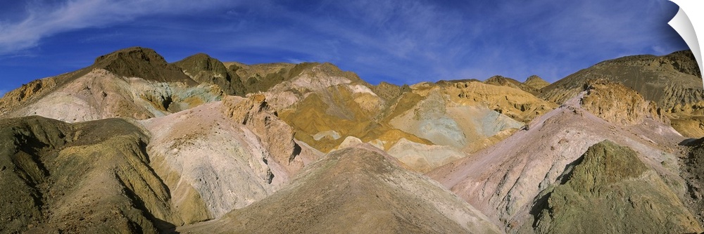 Colorful mountains on a mountain range, Artists Palette, Death Valley National Park, California