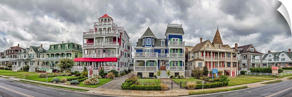 Cottages in a row, Beach Avenue, Cape May, Cape May Peninsula, Cape May County, New Jersey, USA