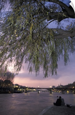 Couple by River Seine Paris France