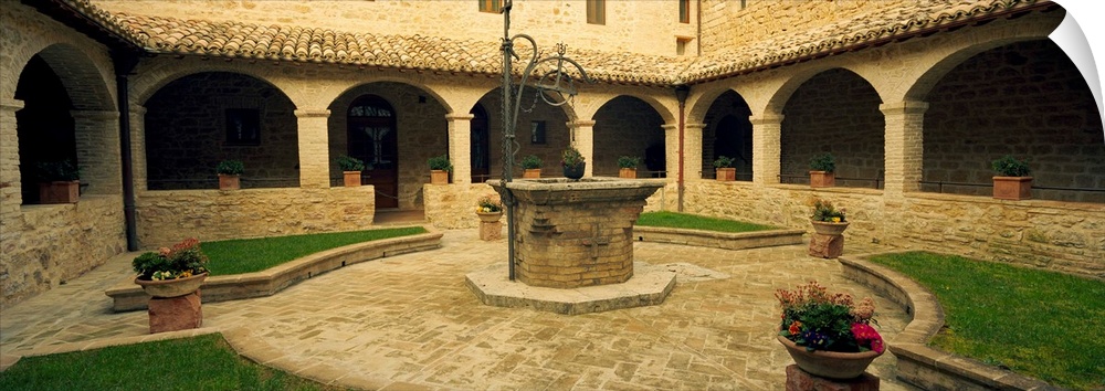 Courtyard of a convent, San Damiano Convent, Assisi, Perugia Province, Umbria, Italy
