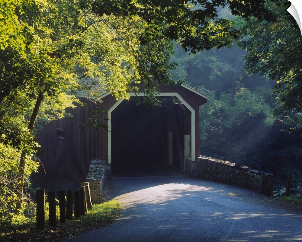 Covered bridge in a forest, Lancaster, Pennsylvania