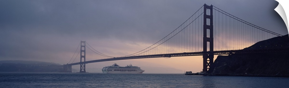 Cruise ship under a bridge, Golden Gate Bridge, San Francisco, California