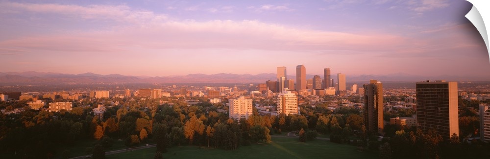 Denver, Colorado panoramic of cityscape in autumn.