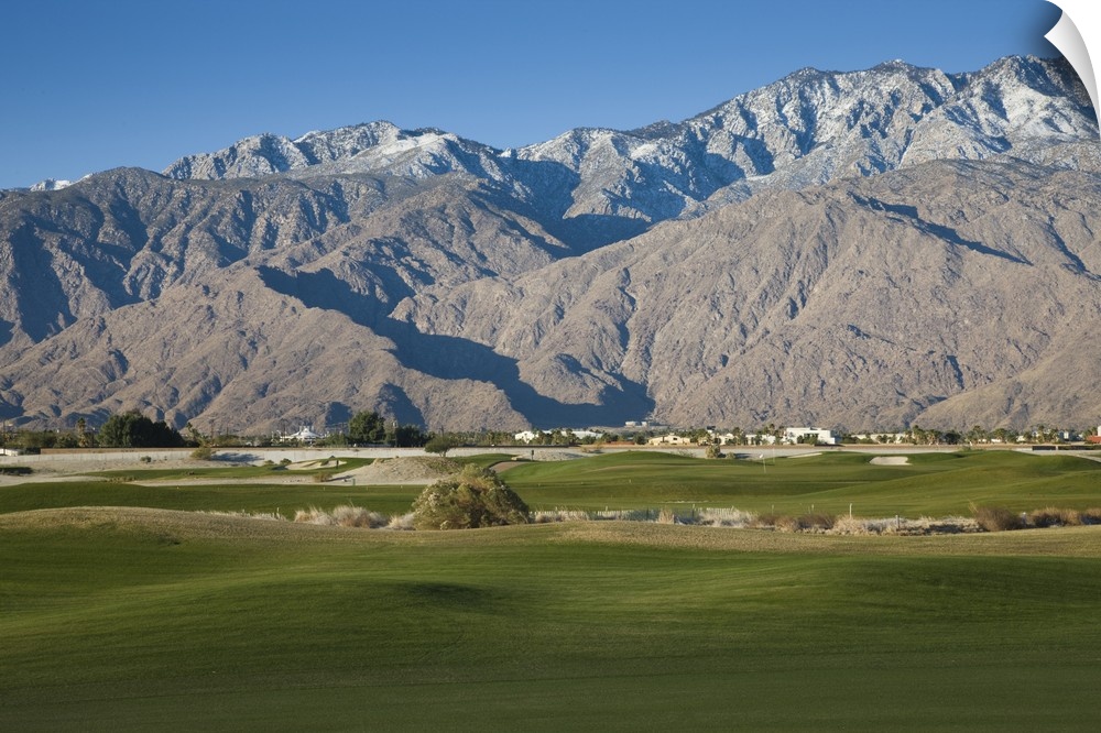USA, California, Palm Springs, Desert Princess Golf Course and Mountains, winter