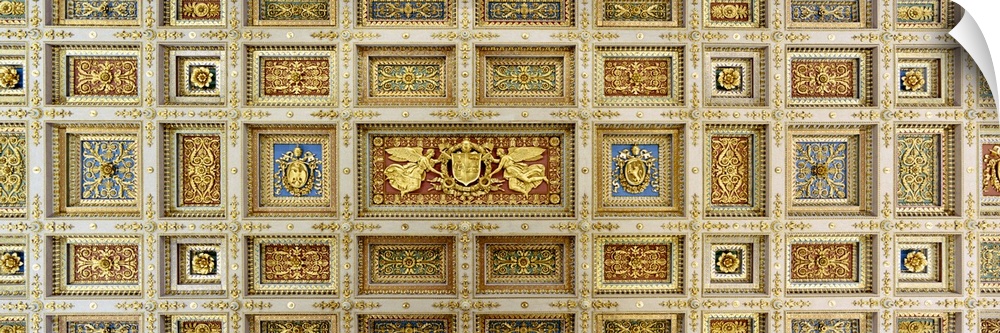 Rome, Italy detail of inlaid ceiling, Basilica di S. Paolo fuori le Mura