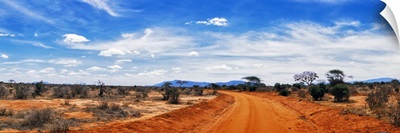 Dirt road passing through Tsavo East National Park, Kenya