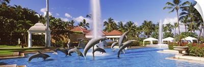 Dolphin sculptures in a pool, Grand Wailea Resort Hotel And Spa, Maui, Hawaii