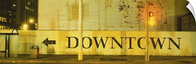 Downtown Sign Printed On A Wall, San Francisco, California