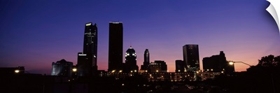 Downtown skyline at night, Oklahoma City, Oklahoma, USA