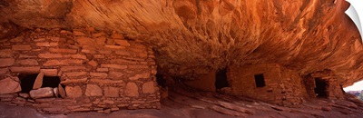 Dwelling structures on a cliff, House Of Fire, Anasazi Ruins, Mule Canyon, Utah,