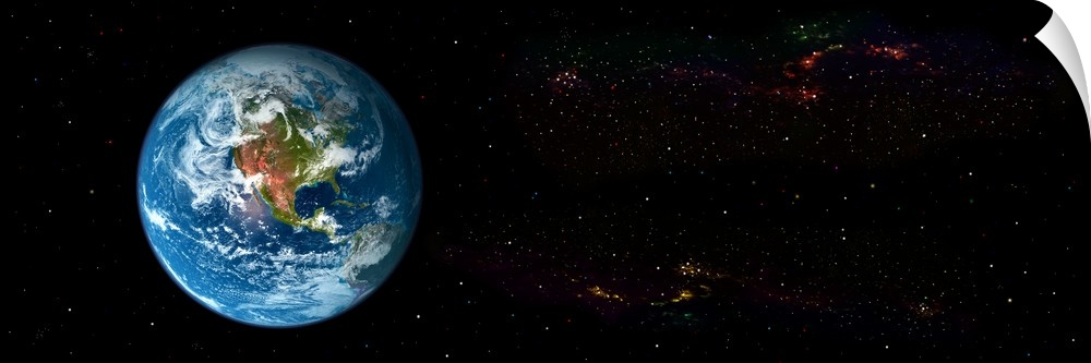 Earth in Space showing North Americas (Photo Illustration)