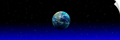 Earth in Space with Blue Mist (Photo Illustration)