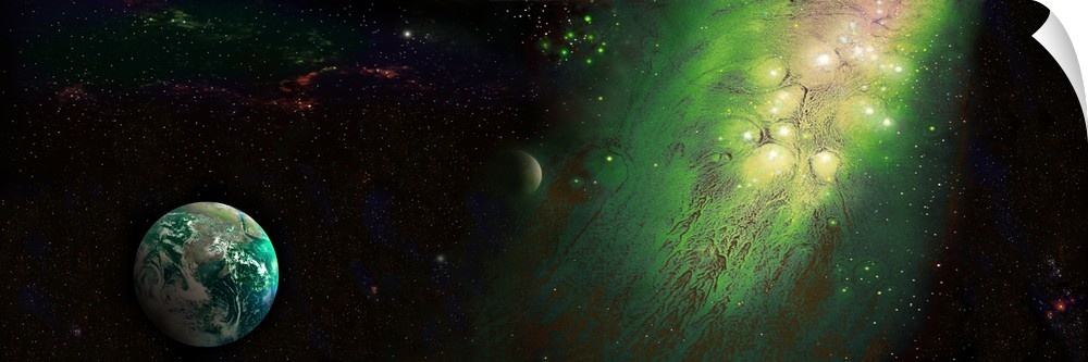 Earth in Space with Nebula (Photo Illustration)