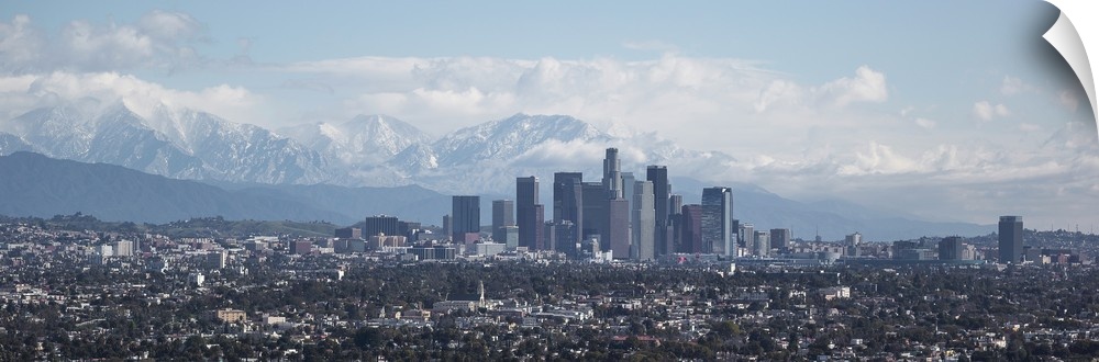 Elevated view of Downtown Los Angeles, Los Angeles, California, USA.