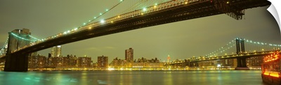 Evening Brooklyn And Manhattan Bridges New York NY