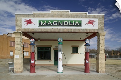 Facade of a gas station, Shamrock, Texas