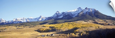 Farm with mountain range, Last Dollar Ranch, Colorado