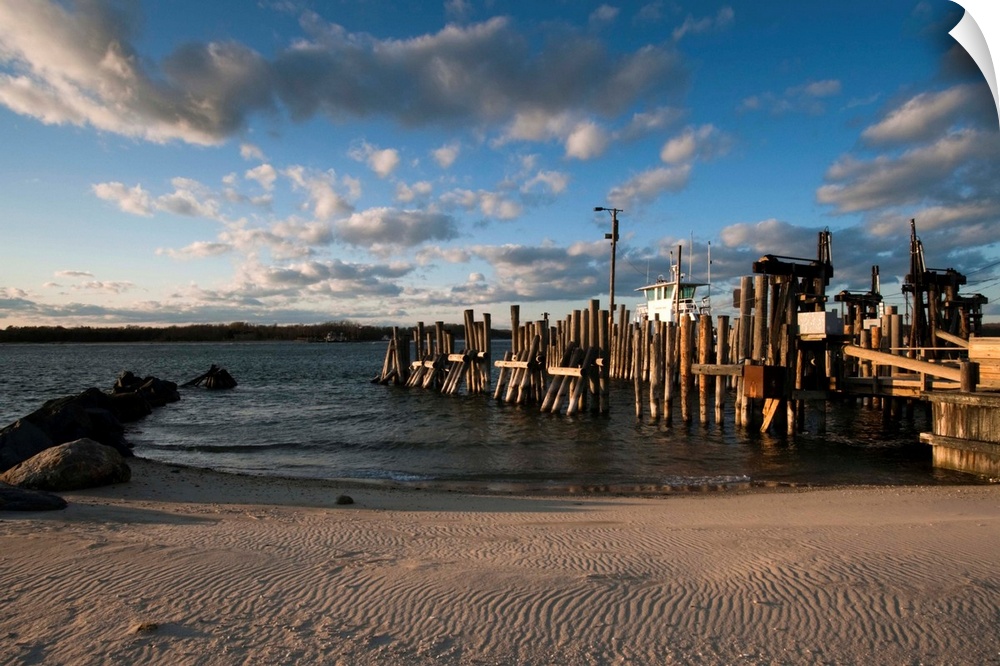 Ferry at a dock, Shelter Island Ferry, North Haven, Suffolk County, New York State