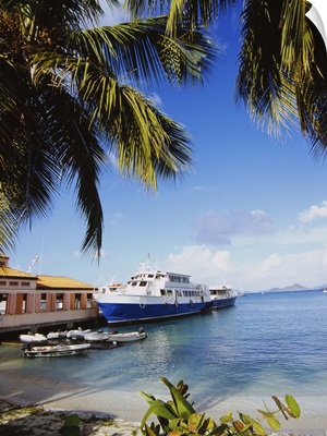 Ferry docked on the beach, Cruz Bay, St. John, US Virgin Islands