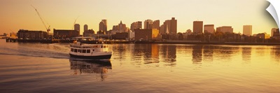 Ferry moving in the sea, Boston Harbor, Boston, Massachusetts