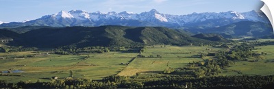 Field in front of mountains, Sneffels Range, Colorado