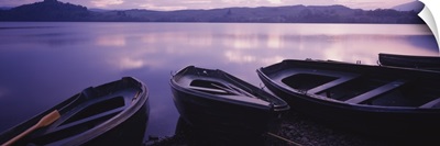 Fishing boats moored in a lake, Loch Awe, Strathclyde Region, Highlands Region, Scotland