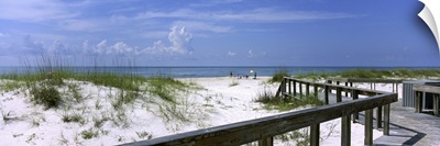 Florida, Gulf of Mexico, St. George Island State Park, Footbridge on a beach