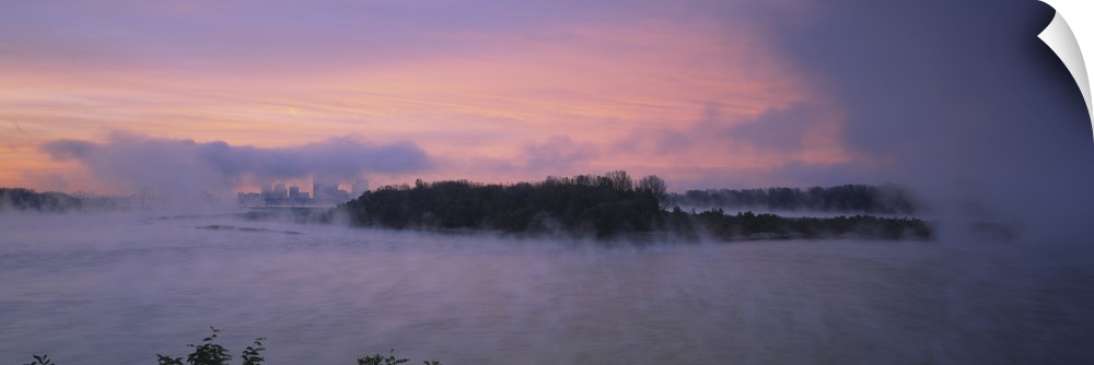 Fog over river at dawn, Ohio River, Louisville, Kentucky