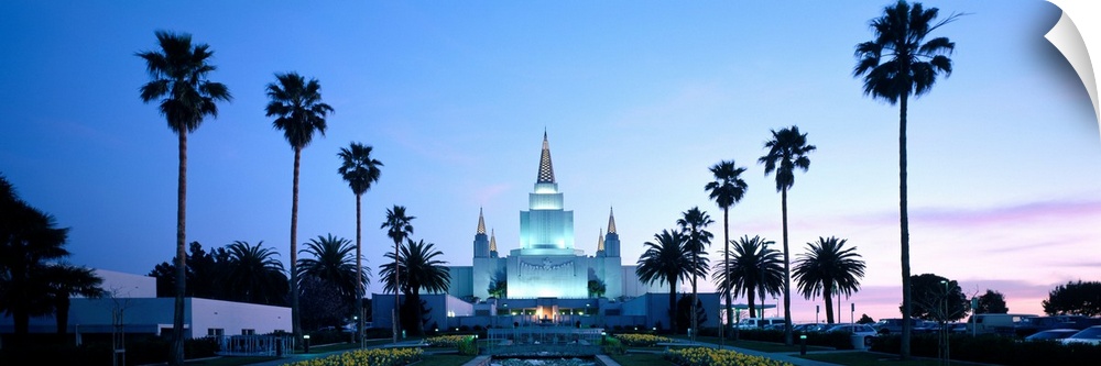 Formal garden in front of a temple, Oakland Temple, Oakland, Alameda County, California, USA