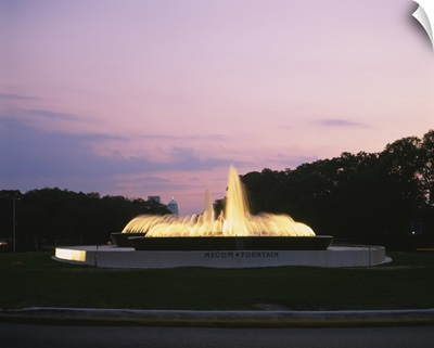 Fountain in a park at dusk, Mecom Fountain, Houston, Texas