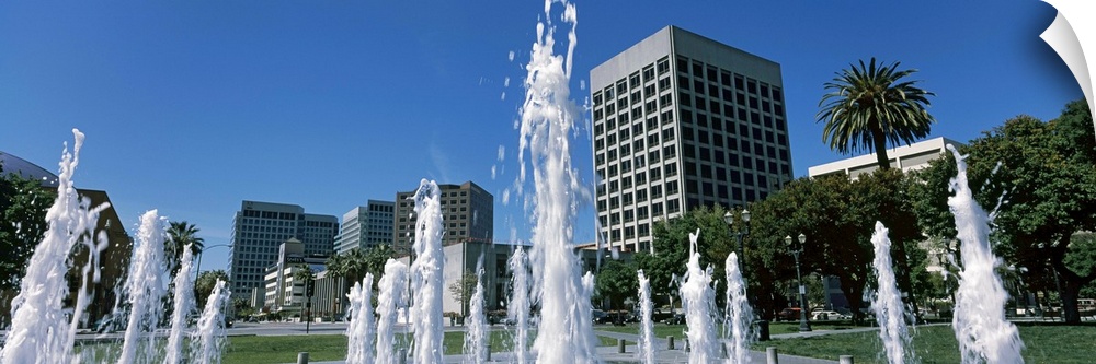 Fountain in a park, Plaza De Cesar Chavez, Downtown San Jose, San Jose, Santa Clara County, California,