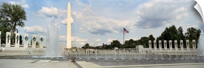 Fountains at a memorial, National World War II Memorial, Washington Monument, Washington DC