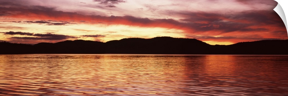 Sunset over Fourth Lake from Inlet in the Adirondack Mountains, New York