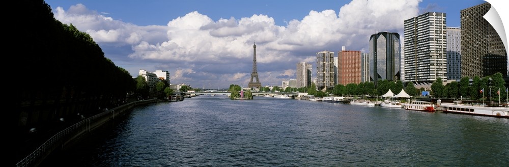 France, Paris, Eiffel Tower across Seine River
