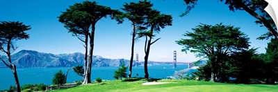 Golf Course w\ Golden Gate Bridge San Francisco CA