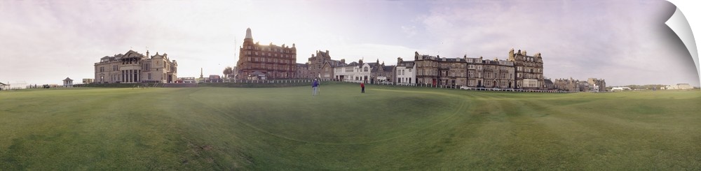Golf course with buildings in the background, St. Andrews, Fife, Scotland