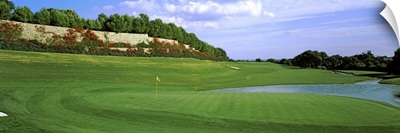 Golf flag in a golf course, Valderrama Golf Club, San Roque, Spain